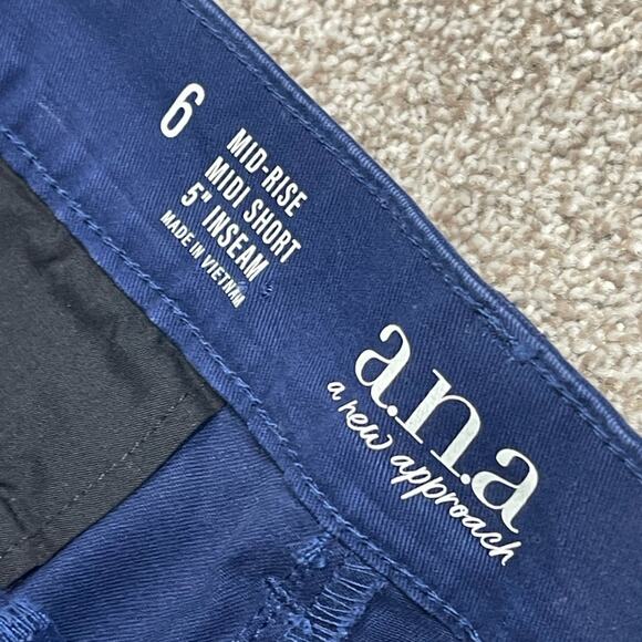 a.n.a a new approach mid rise midi short womens sz 6 blue stretch shorts nwt - Picture 7 of 16